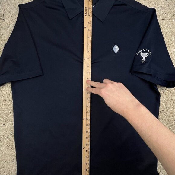FootJoy Men’s Medium Navy Blue Polo Shirt Short Sleeve East vs West Golf Club - Picture 8 of 10
